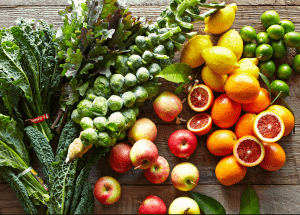 a group of fruits and vegetables on a wood surface Healthy Weight Loss Diets Hadleigh